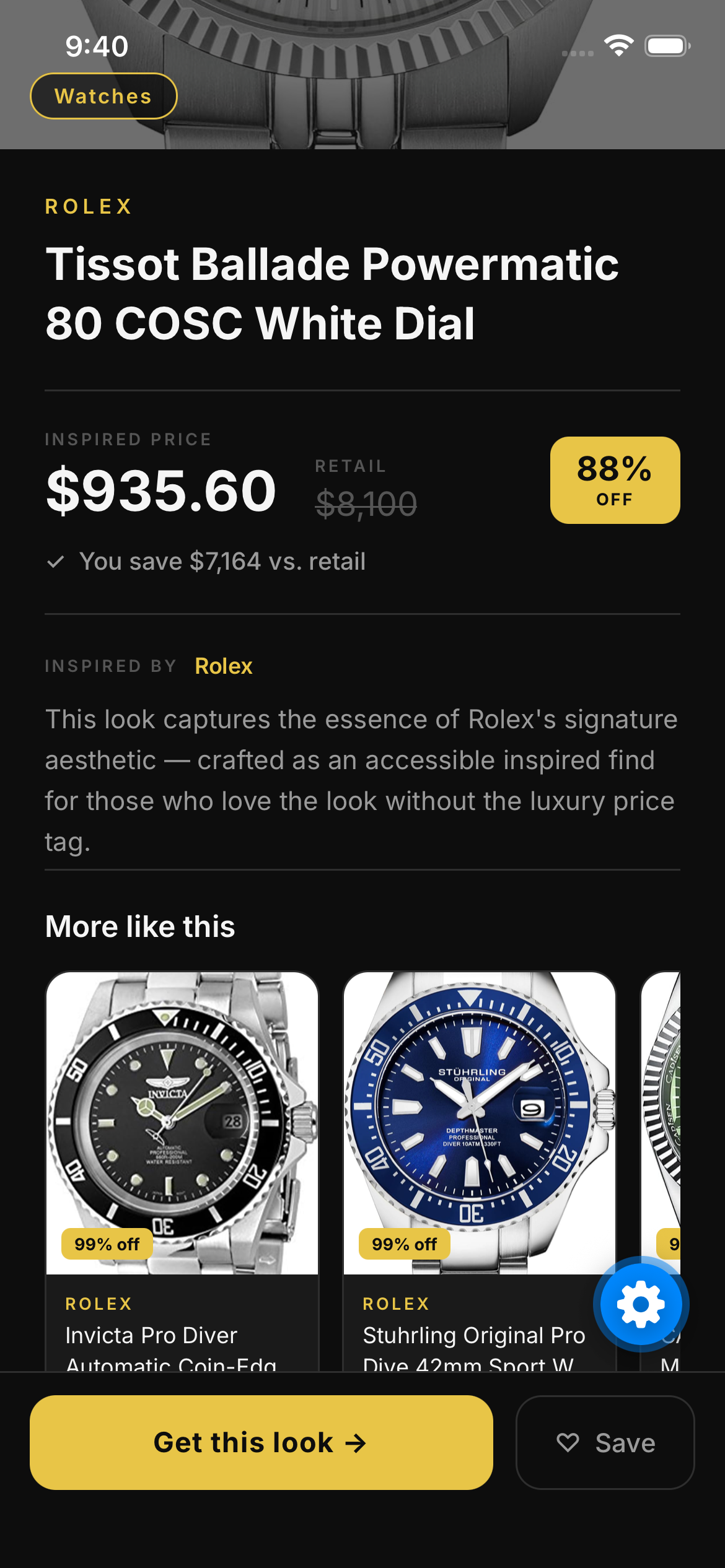 Dezipher Look Detail Screen